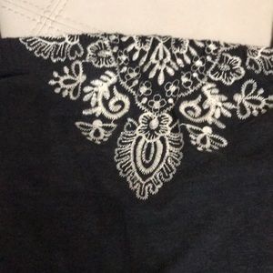 Strapless BoHo LUCKY BRAND jumpsuit  faded look black with white design